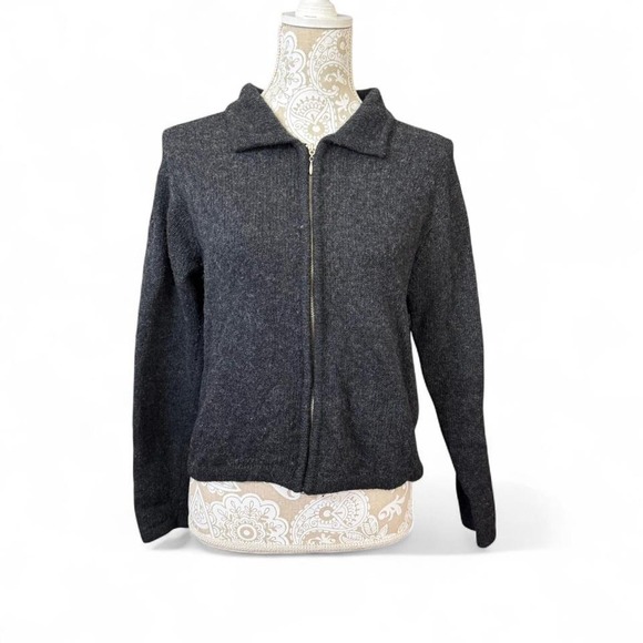 Paul Harris Design Jackets & Blazers - Lambs Wool Grey Zip Up Sweater Size Medium Cozy Basic Fall Winter Vintage